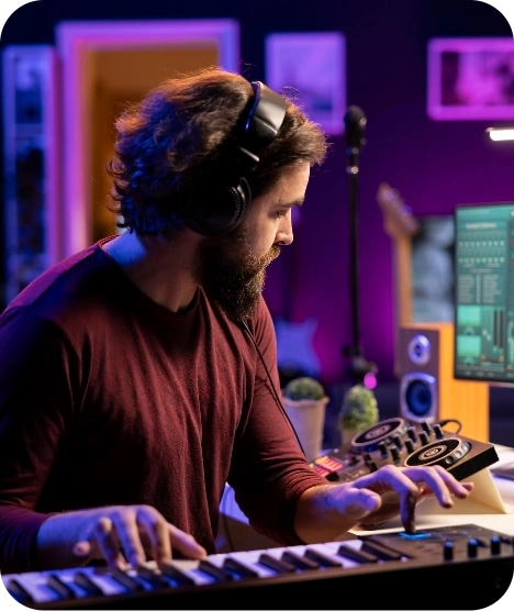 professional-composer-recording-electronic-keyboard